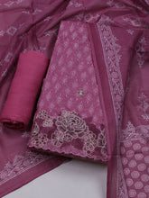 Neck Embroidered Cotton Blend Unstitched Suit With Dupatta