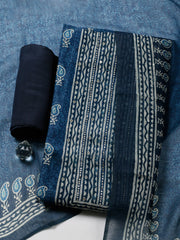 Embroidered Chanderi Unstitched Suit With Pant & Dupatta