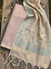 Banarasi Chanderi Unstitched Suit With Pant & Dupatta