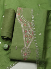 Embroidered Chanderi Unstitched Suit With Pant & Dupatta