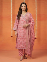 Printed Cotton Blend Kurta With Pant & Dupatta