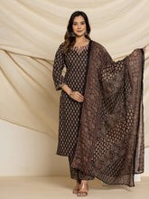 Printed Cotton Blend Kurta With Pants & Dupatta