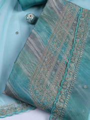 Neck Embroidery Tissue Unstitched Suit Piece With Dupatta