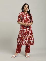 Printed Cotton Blend Kurta With Pants