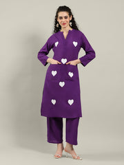 Printed Cotton Blend Kurta With Pants