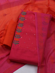 Neck Embroidered Cotton Blend Unstitched Suit With Dupatta