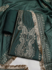 Embroidered Chanderi Unstitched Suit With Dupatta