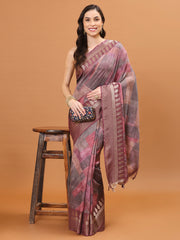 Digital Printed Handloom Woven Saree