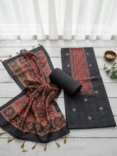 Embroidered Chanderi Unstitched Suit With Pant & Dupatta