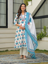 Printed Cotton Blend Kurta With Pant & Dupatta