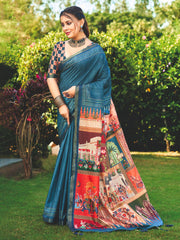 Printed Tussar Saree