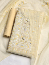 Neck Embroidered Cotton Blend Unstitched Suit With Dupatta