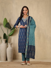 Printed Cotton Blend Suit With Pant & Dupatta