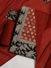 Printed Cotton Blend Unstitched Suit With Dupatta