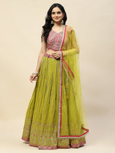 Zari Jaal Embroidered Georgette Choli With Lehenga & Dupatta