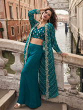Embroidered Chinon Choli With Plazzo & Jacket