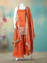 Woven Design Tissue Stitched Kurta With Sharara & Dupatta