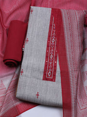 Mirror Work Tussar Unstitched Suit With Dupatta