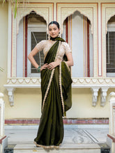Embroidered Satin Saree