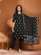 Printed Cotton Blend Kurta With Pant & Dupatta
