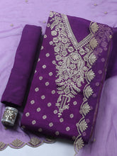 Embroidered Chanderi Ustitched Suit With Pant & Dupatta