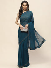 Swarovski Plain Woven Georgette Saree