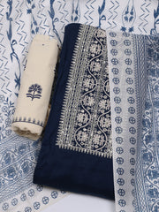 Neck Embroidered Cotton Blend Unstitched Suit With Dupatta