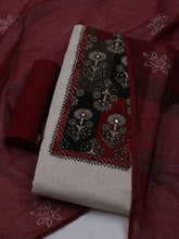 Patch Neck Cotton Blend Unstitched Suit With Dupatta