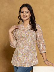 Printed Cotton Blend Short Kurti