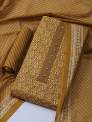 Printed Cotton Blend Unstitched Suit With Dupatta