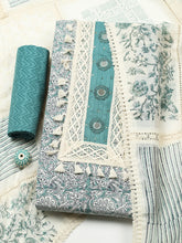 Embroidered Cotton Blend Unstitched Suit With Pant & Dupatta