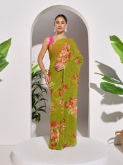 Floral Printed Georgette Saree
