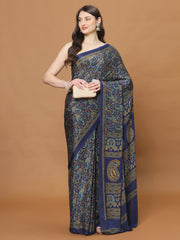 Floral Printed Crepe Woven Saree