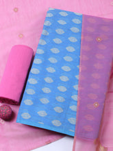 Printed Chanderi Unstitched Suit With Pant & Dupatta