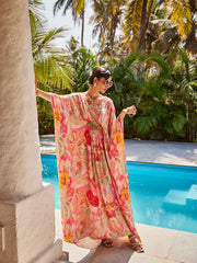 Digital Floral Printed Crepe Kaftan Dress