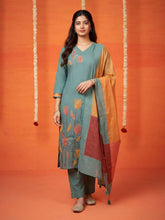 Embroidered Art Silk Kurta With Pant & Dupatta