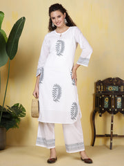 Printed Cotton Blend Kurta With Pants