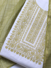 Neck Embroidery Cotton Blend Unstitched Suit With Dupatta