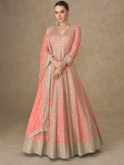 Embroidered Chinon Suit With Pant & Dupatta