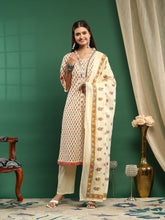 Printed Cotton Blend Kurta With Pant & Dupatta