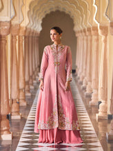 Embroidered Chinon Kurta With Plazzo & Dupatta