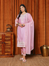 Resham Work Organza Kurta With Pants & Dupatta