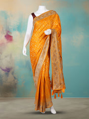 Embelished Satin Mustard Saree