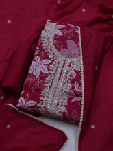 Neck Embroidered Cotton Blend Unstitched Suit With Dupatta