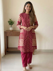 Printed Cotton Blend Kurta With Pant