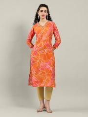 Printed Neck Embroidered Muslin Kurta