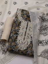 Neck Embroidered Cotton Blend Unstitched Suit With Dupatta