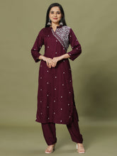 Resham Embroidery Cotton Blend Kurta With Pants