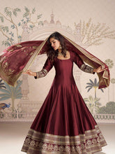 Embroidered Art Silk Kurta With Pant & Dupatta