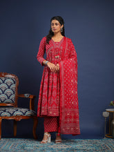Printed Cotton Kurta With Pant & Dupatta